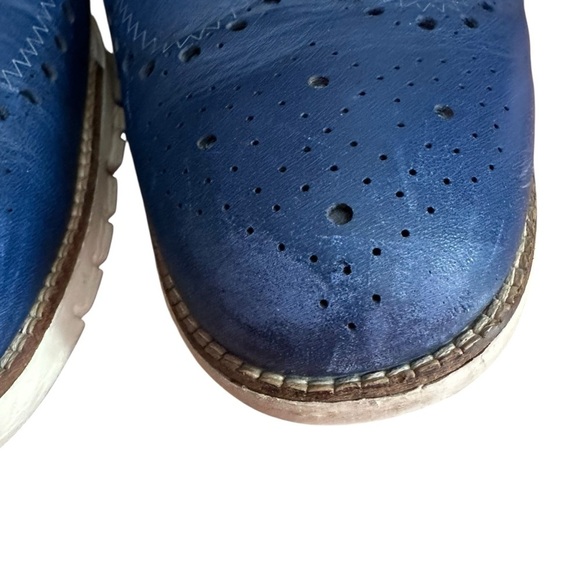Cole Haan ZEROGRAND Wingtip Oxford Shoes in Blue Leather Sz 13